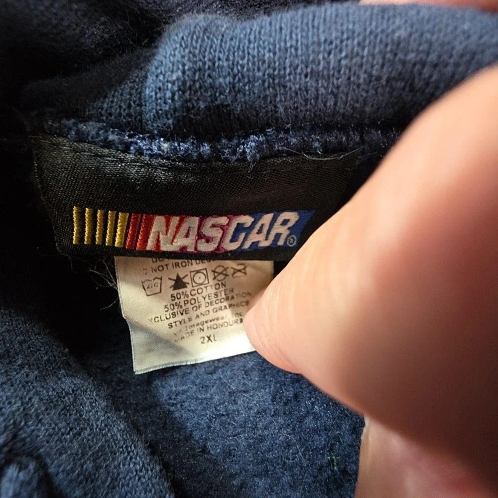 Dale Earnhardt Jr Graphic Hoodie Mens 2XL Blue NASCAR Auto Racing National Guard